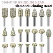 20Pcs Diamond Grinding Head Burr Bit With 3mm Shank For Stone Dremel Rotary Tool