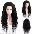 Long Lace Front Wigs for Women Black Long Wavy Curly Middle Part Synthetic Hair