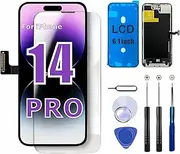 ZTR for iPhone 14 Pro Screen Replacement, 6.1-inch LCD COF Display and Touch Digitizer Full Assembly with Repair Tool Kits Waterproof Tape, Screen Protector (for Model A2890/A2650/A2889/A2892)