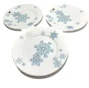 CORELLE Winter Magic Blue Snowflake dinner plate set/3 white