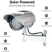 Solar Power LED Fake Camera Outdoor Security Surveillance Silver Dummy Camera