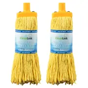 2x Cleanlink 400gm Fibre Mop Head Replacement/Refill Commercial Cleaner Yellow