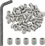 uxcell 5/16-18x3/8 Internal Hex Socket Set Grub Screws, 50 Pcs 304 Stainless Steel Cup Point Set Screw with Hex Key Wrench for Door Handles Bathroom Fixtures