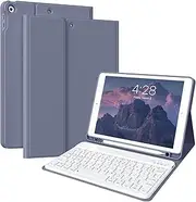 Keyboard Case for iPad 9th/8th/7th Generation 2021/2020/2019 10.2 inch with Pencil Holder Stand Folio Detachable Wireless Bluetooth Keyboard Case Magnetic Cover, Purple