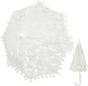 [VALICLUD] Lace Umbrella White Lace Parasol Compact Umbrella Bridal Umbrellas for Weddings Bride Costume Flower Girl Parasol UV Umbrella Women Umbrella Stand Canopy Wedding Embroidery Plastic