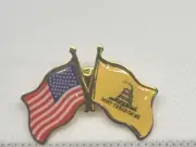 USA American & Don't Tread on Me Flag Hat Lapel Enamel Pin Red White Blue 1.5
