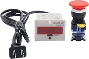 TWTADE/ 110-220VAC LED Auto Display Digital Counter 0-999999 6 Digits + Red Mushroom Momentary Switch Push Button 10A 440V 1NO 1NC