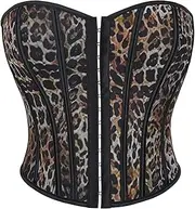 [Generic] Women's Steampunk Corset Leopard Print Single Breasted Women's Sheath Bra Bra Gathering Court Shape Top