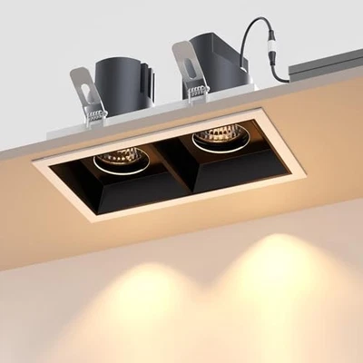 LED Square Recessed Lighting, 20W Adjustable Downlight, Aluminum Recessed