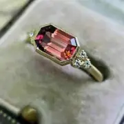 2Ct Emerald Cut Lab-Created Ruby Women's Engagement Ring 14K Yellow Gold Plated