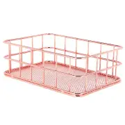 Storage Basket metal Wire Bathroom Shelves Makeup Organiser Rose Gold Brush7667