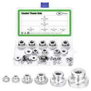 30Pcs Knurled Thumb Nuts, M3 M4 M5 M6 M8 M10 Round Knobs, Silver