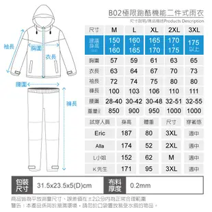 寶嘉尼 BAOGANI B02 極限跑酷機能 二件式雨衣 閃速紅 兩件式雨衣 運動型雨衣 雨衣外套 輕量 快乾