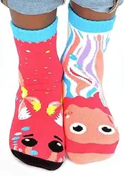 [Pals] Crab and Jellyfish Kids Boys Girls Mismatched Socks Sea Friends with No Slip Grips