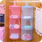 Mesh Cylindrical Storage Hanging Bag 3 Shelf Cylindrical Storage Basket Closet