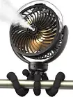 Misting Stroller Fan, 6000Mah Battery Operated Portable Fan with Light & 360° Pi