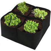 Fabric Raised Garden Bed, Square Plant Grow Bags, Durable Rectangular Container for Vegetable Plants, 4-Grid Heavy Planter for Potatoes
