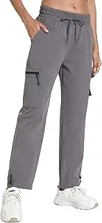 [Rrosseyz] Women's Hiking Pants with Pockets - Travel Lounge Outdoor Lightweight Waterproof Elasticated Waistband Jogger Pants