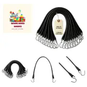 21-Inch Bungee Cords with Metal S-Hooks - 25 Pack for Outdoor Equipment Tie Down