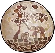 GRIRIW 1Pc Natural Coconut Shell Bowl for Keys Snacks Versatile Storage Container with Unique Patterns for Home Office and