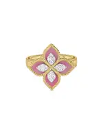 Roberto Coin 18K White & Yellow Gold Venetian Princess Rhodonite & Diamond Flower Ring