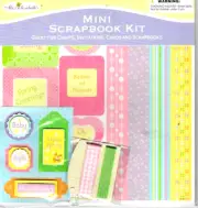 Mini Scrapbook Kit 4 Sheets 8 x 8 - Sticker Sheet - Raised Stickers - Ribbons