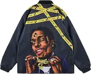 [NAGRI] ASAP Hip Hop Windproof Windbreakers Jacket Graphic Print Streetwear Long Sleeve Lightweight Coat for Men