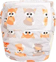 Sigzagor Adult Cloth Diaper Nappy Reusable Washable for Disability Incontinence Hook and Loop (Baby Fox, Large 26in to 50in, 1 count)