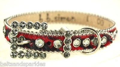 BB Simon Red Animal Print Leather Dog Collar XX-Large