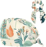 [YTYVAGT] Scrub Caps Women,Scrub Hats Suitable for Women,Ancient Cartoon Dinosaur