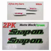 2PK SNAP ON TOOL BOX LOGO EMBLEM MATTE Green Plastic Badge Decal 8" + 2 Pry Bars