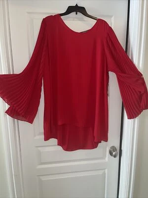 Vince Camuto Women's Red Flutter Sleeve 3X Tunic