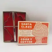 Vtg Santa Claus Metal "Cooky" Cookie Cutter 8 Inch High Cookies NOS Original Box