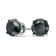 5 CT. T.W. Enhanced Black Diamond Solitaire Stud Earrings in 14K White Gold