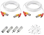 uxcell BNC Video Power Cable,3m/10ft All-in-One Security Camera Wire Cord DC Extension Wire for CCTV Security DVR Camera System Installation Plug & Play Cord,2 Set White