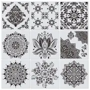 ArtDot 9-Pack Mandala Stencils - Large 12 Inch Reusable Templates for DIY Painti