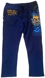 NWT Ed Hardy Navy Blue Panther Bulldog Sweatpant Sweat Pants EHM8003-7 Size XL