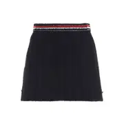 [Thom Browne] Thom Browne-Navy-Blue Cotton Thigh Length Side Tab Skirt-Donna 40 IT