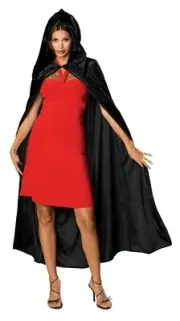 Hooded Crushed Velvet Black Cape Unisex One Size Vampire Costume Halloween