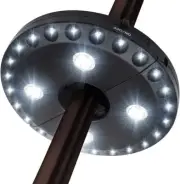 Lámpara de sombrilla para patio, 3 modos de iluminación, inalámbrica, 28 luces.