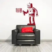 [Namly Design] Wallsticker - Barcode Robot / Burgundy