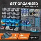 Wall Mounted Tool Storage Rack Set Peg Board Garage Shed Organiser 28 Bins Bolts