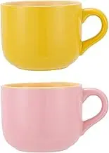 TeenFighter Porcelain Large Oatmeal Mug - 23 Ounces(680mL) Wide Coffee Mug Set of 2, Breakfast Cup and Soup Bowl, Microwave and Dishwasher Safe, Ceramic Mug for Milk, Tea, Fruit, Ice Cream…