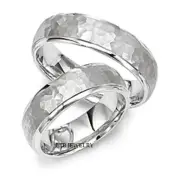 10K SOLID WHITE GOLD HIS & HERS WEDDING BANDS RINGS HAMMERED FINISH 6MM