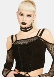 [Dark In Love] Fishnet Corset Crop Top