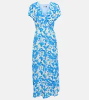 [Rixo] Rixo Floral crêpe midi dress AU 8 blue