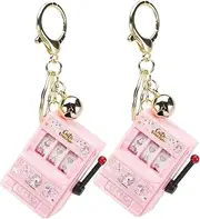 [TOVINANNA] 2pcs Mini Slot Machine Keychain Fun Party Favors Durable for Adults Portable Game Pendant for Year