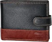 [MORUCHA] RFID Blocking Genuine Leather Wallet for Men – Slim Bifold Bull Leather Wallet with Coin Pocket, ID Window, 8 Card Slots – Premium Black/Brown Luxury Gift Box (Model #M75)