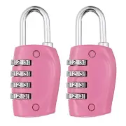 Combination Lock, 2Pcs 4 Digit Outdoor Padlock Waterproof Locker Lock, Pink