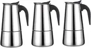 Luxshiny 3pcs Stainless Pot 450ml Capacity Portable Kettle for Home Cafe Silver
